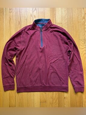 Johnnie-O Men’s Sully 1/4 Zip Up Pullover Cotton Spandex Large Red Solid